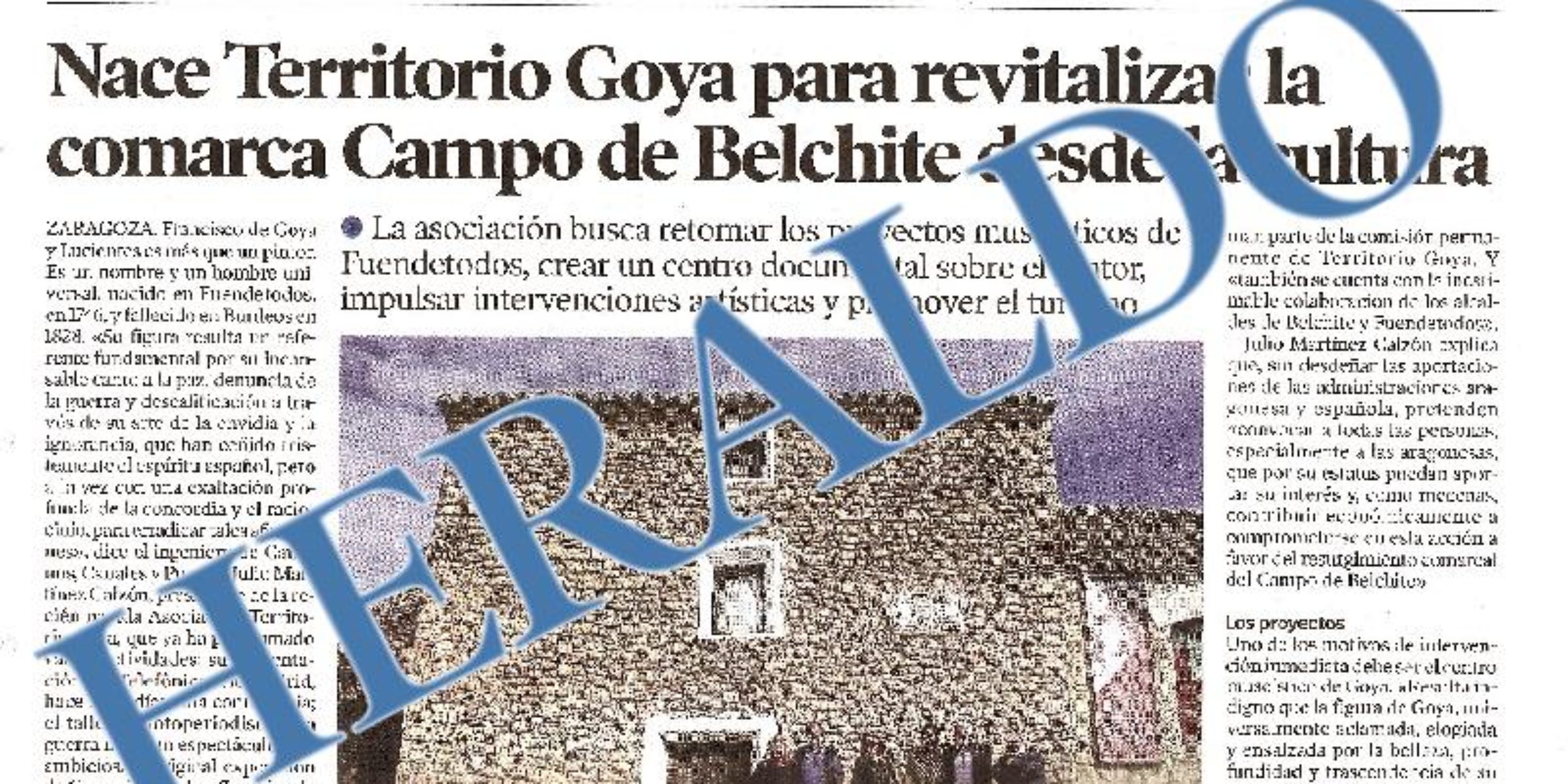 Heraldo de Aragón publica la creación de Territorio Goya.